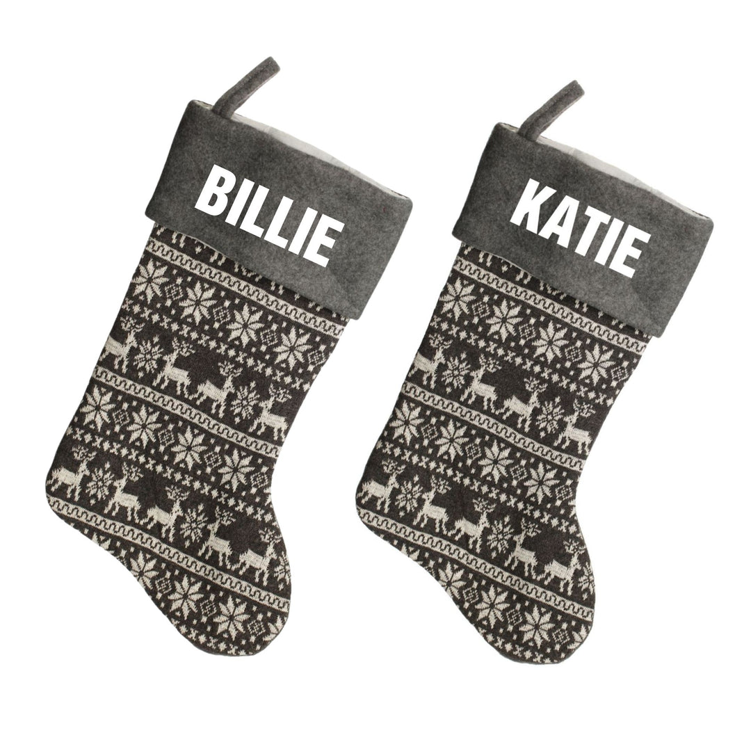 Grey Knitted Christmas Stocking Bundle