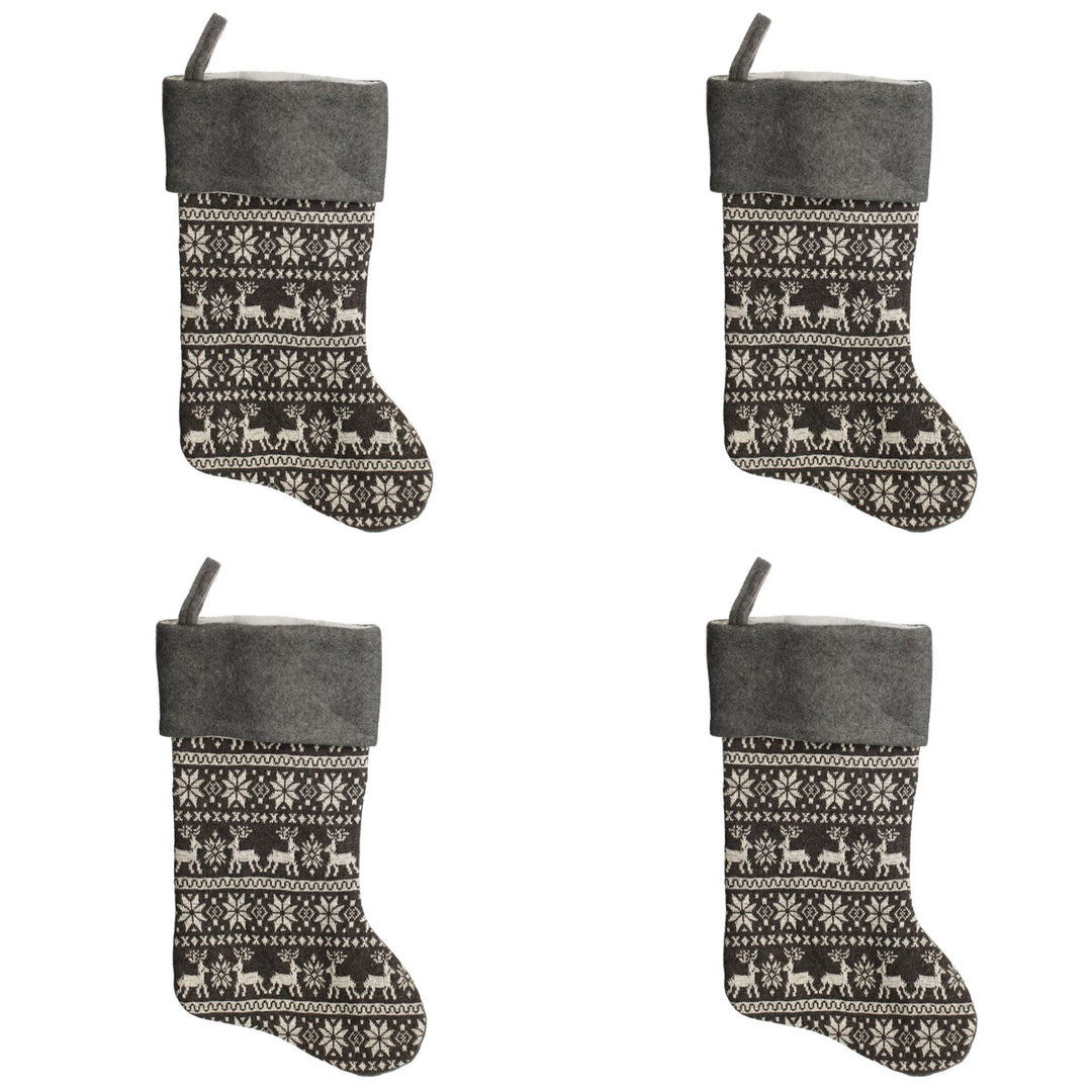 Grey Knitted Christmas Stocking - Set of 4