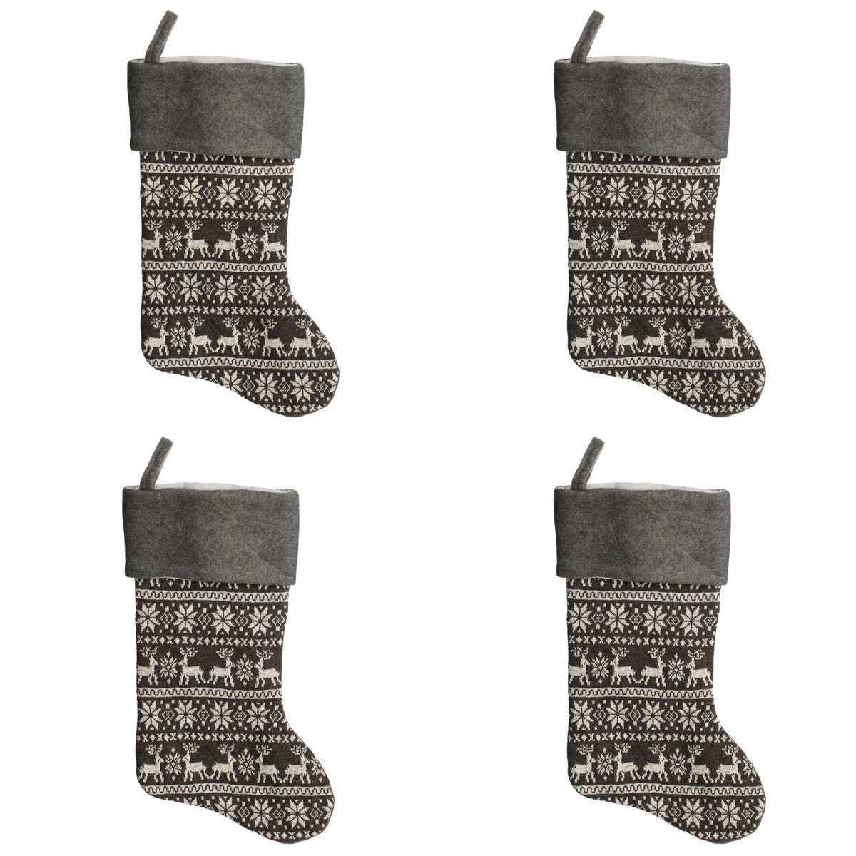 Grey Knitted Christmas Stocking - Set of 4