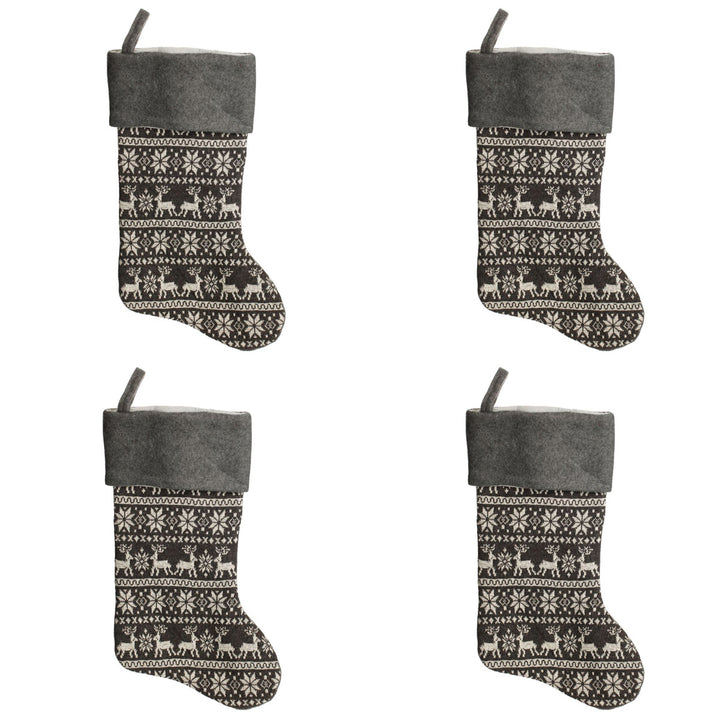 Grey Knitted Christmas Stocking - Set of 4