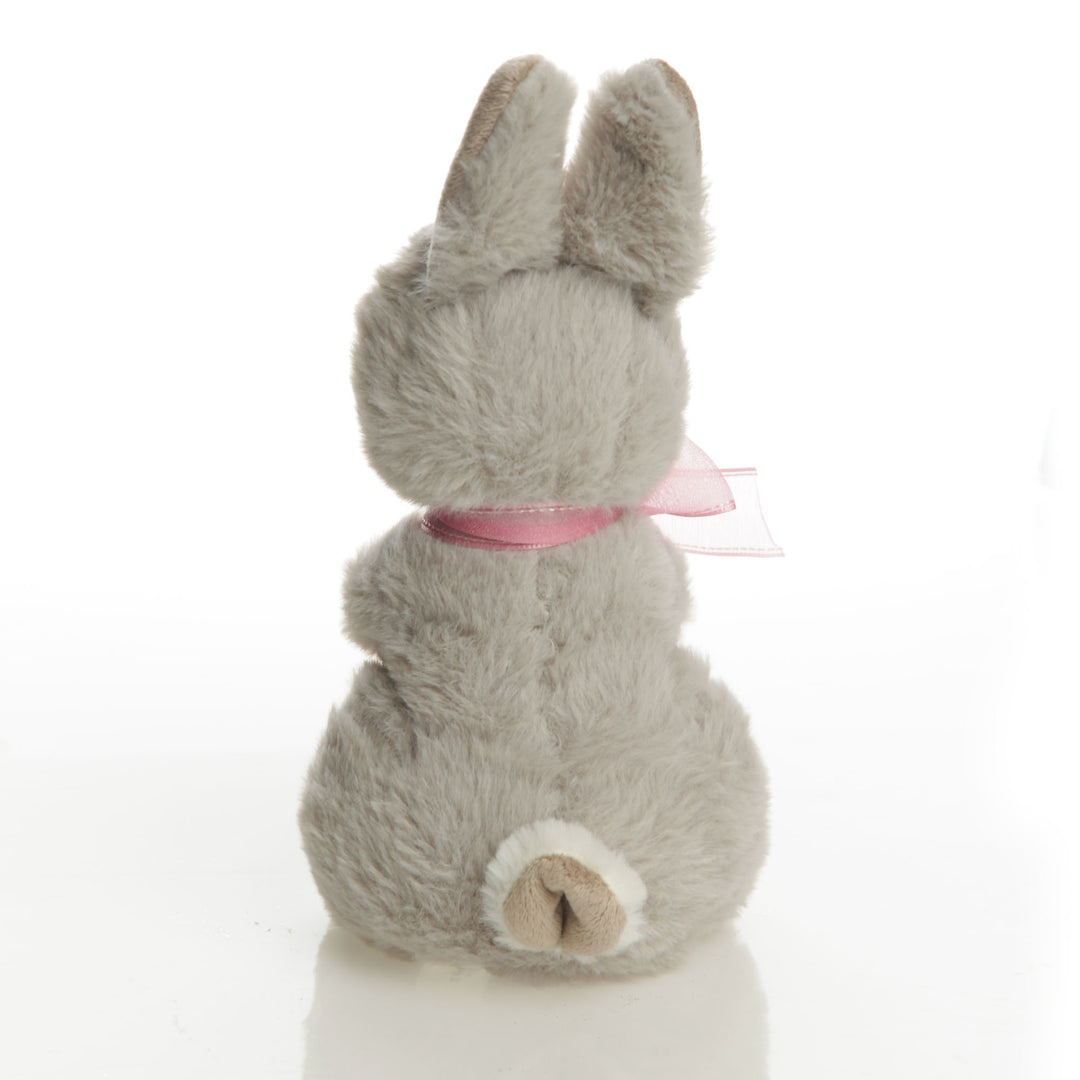 Grey Plush Bunny Pink Bow