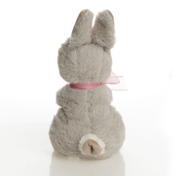 Grey Plush Bunny Pink Bow