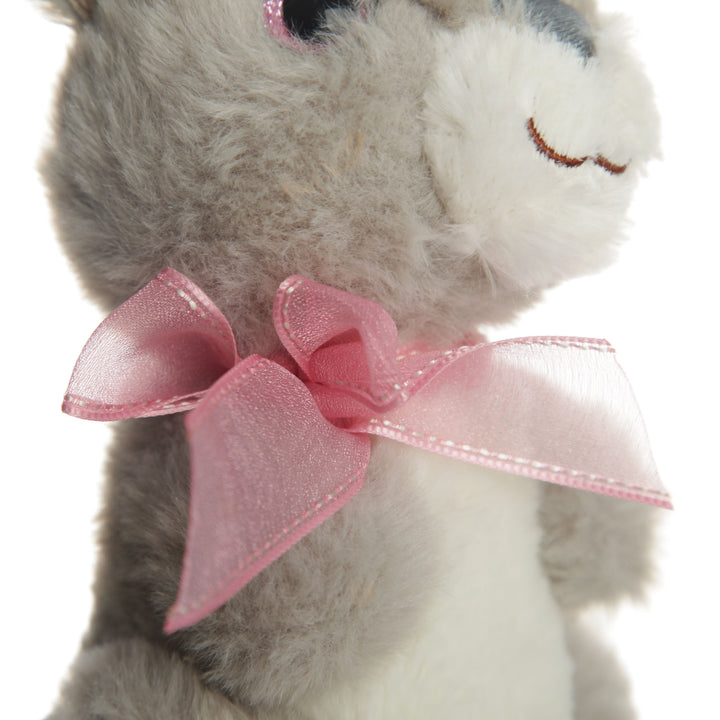 Grey Plush Bunny Pink Bow