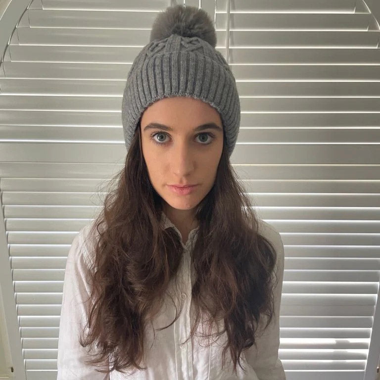 Grey Pom Pom Beanie
