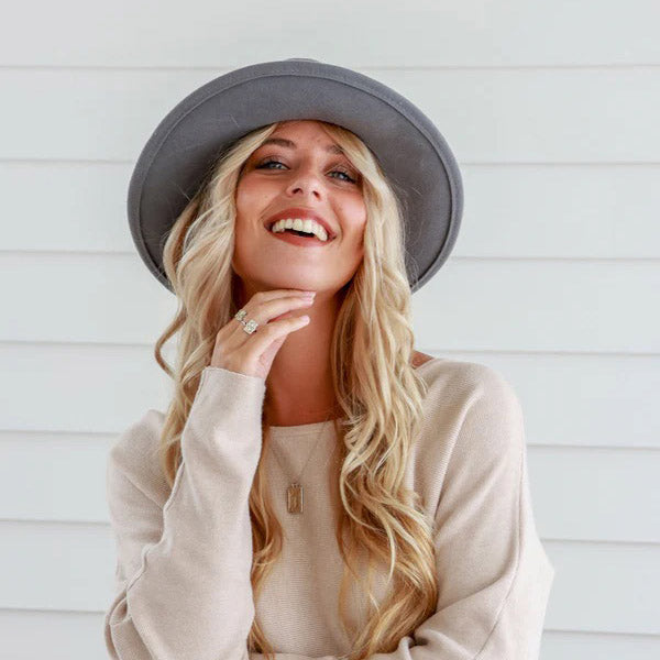 Grey Soft Wide Band Fedora Hat