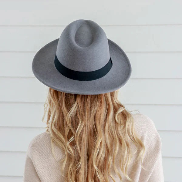 Grey Soft Wide Band Fedora Hat