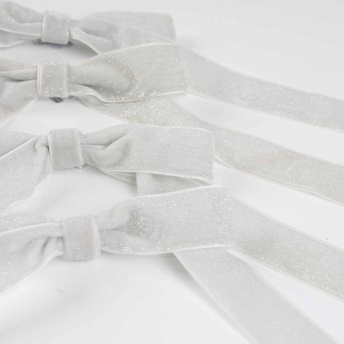 Grey Velvet Bows - Pack of 4