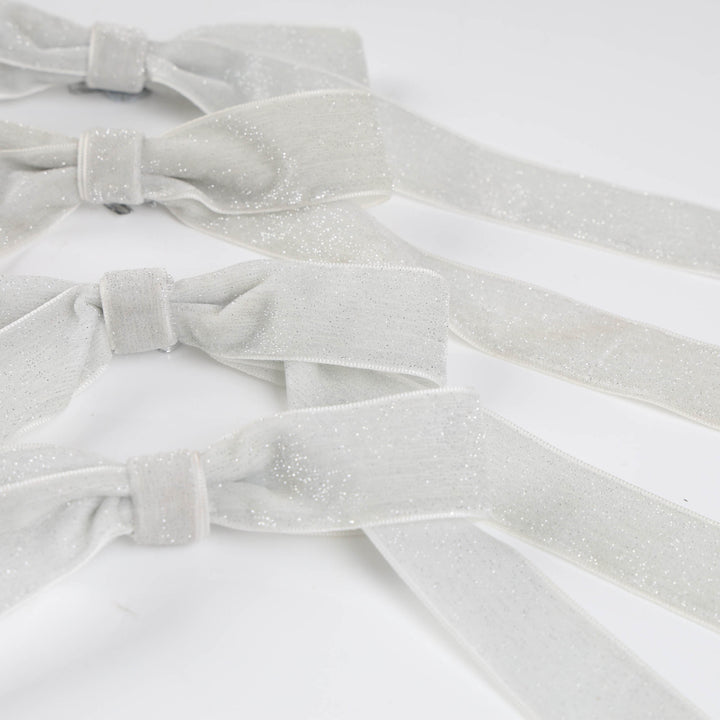 Grey Velvet Bows - Pack of 4