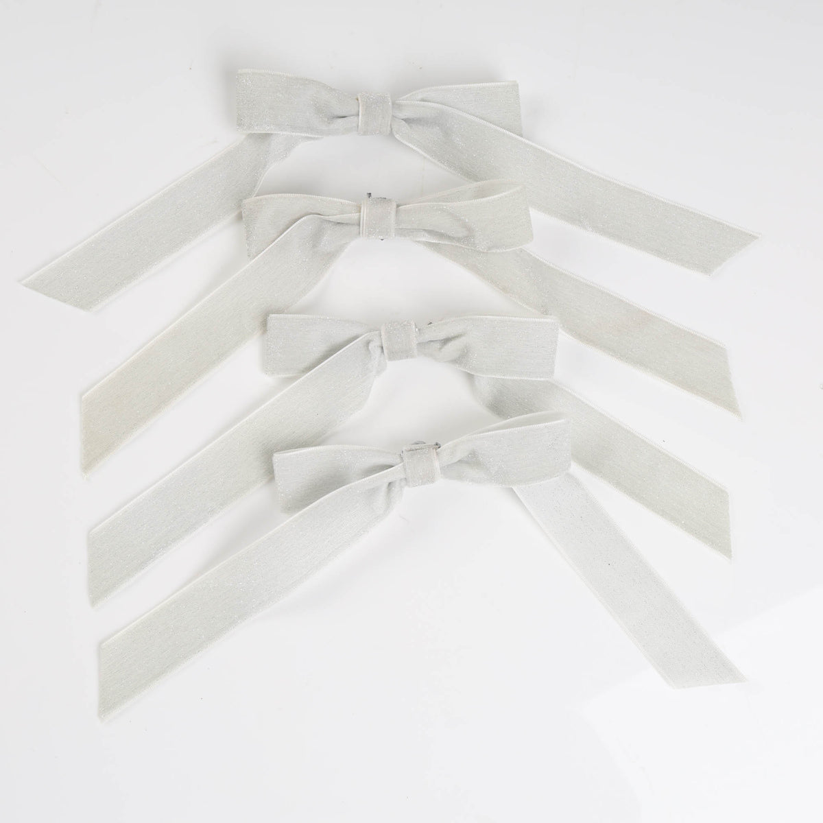 Grey Velvet Bows - Pack of 4