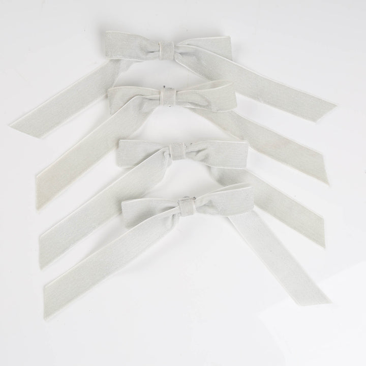 Grey Velvet Bows - Pack of 4