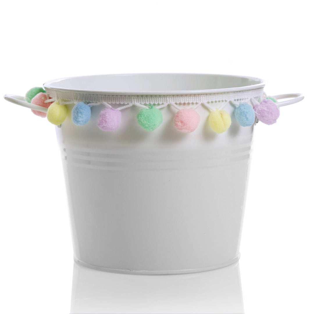 Easter Hamper Bucket - Sitting Bunny Blue Overalls