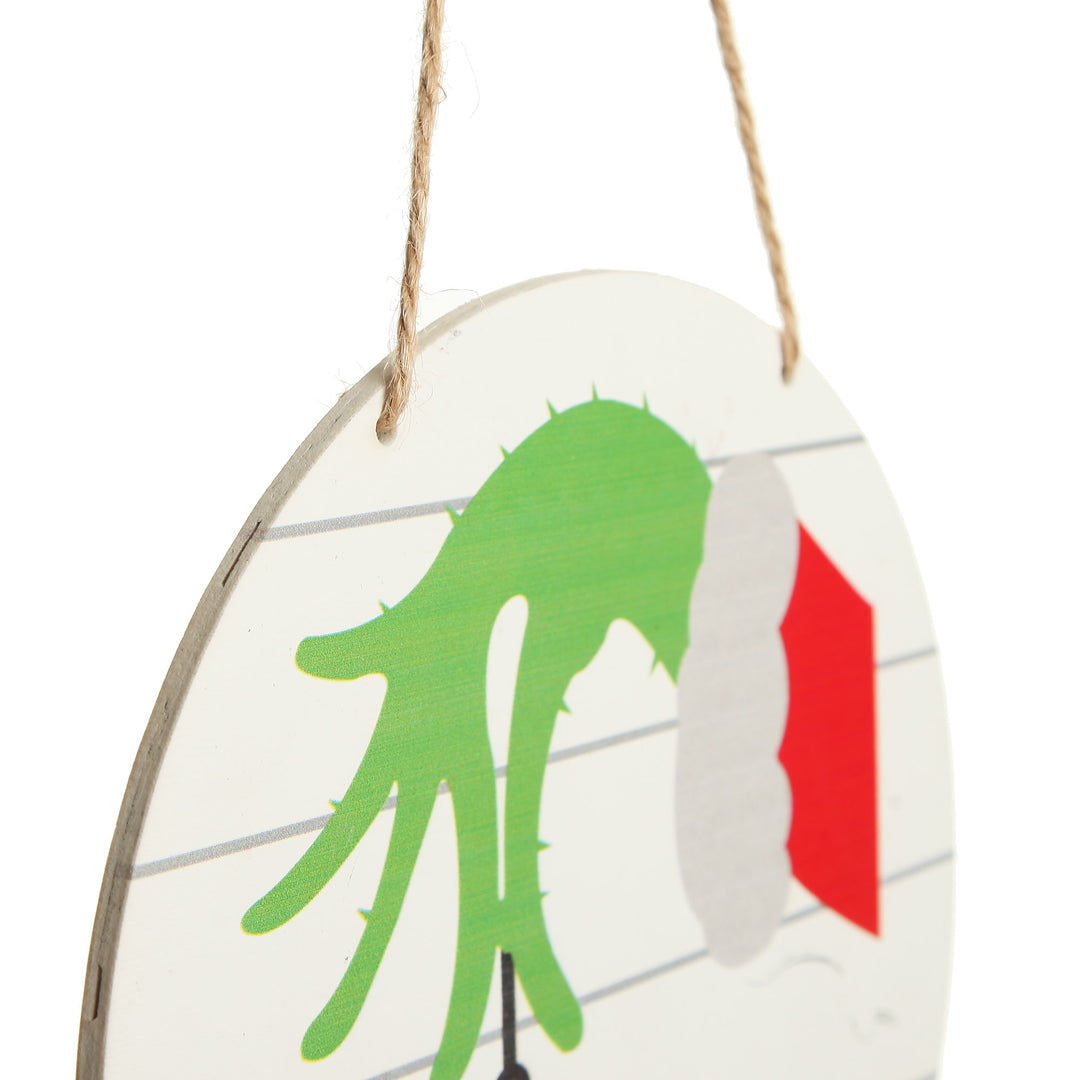 Grinch Holding Bauble Christmas Sign