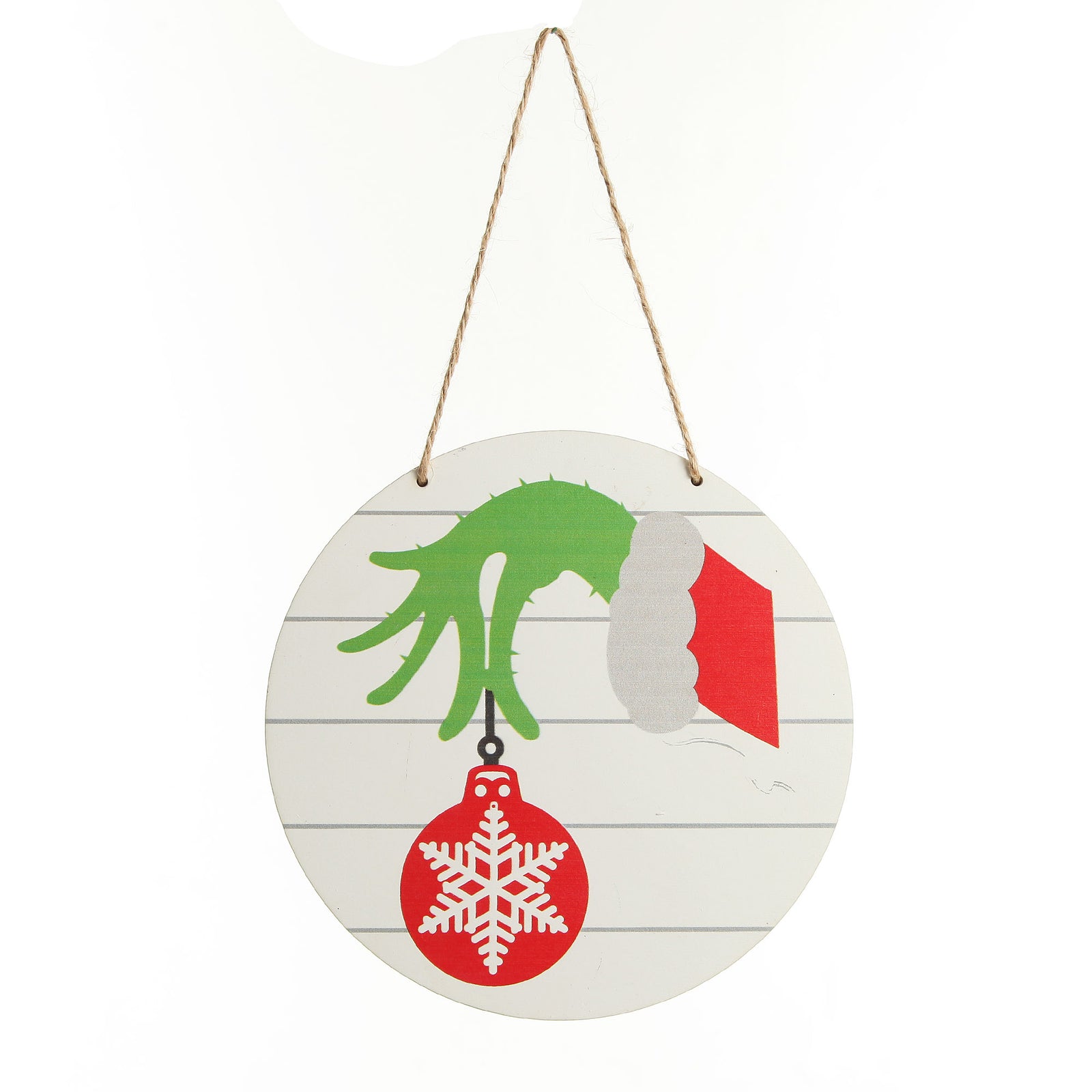 Grinch Holding Bauble Christmas Sign