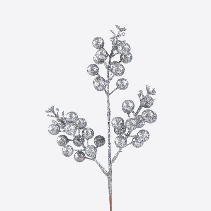 Gunmetal Grey Glitter Berry Pick - 32cm