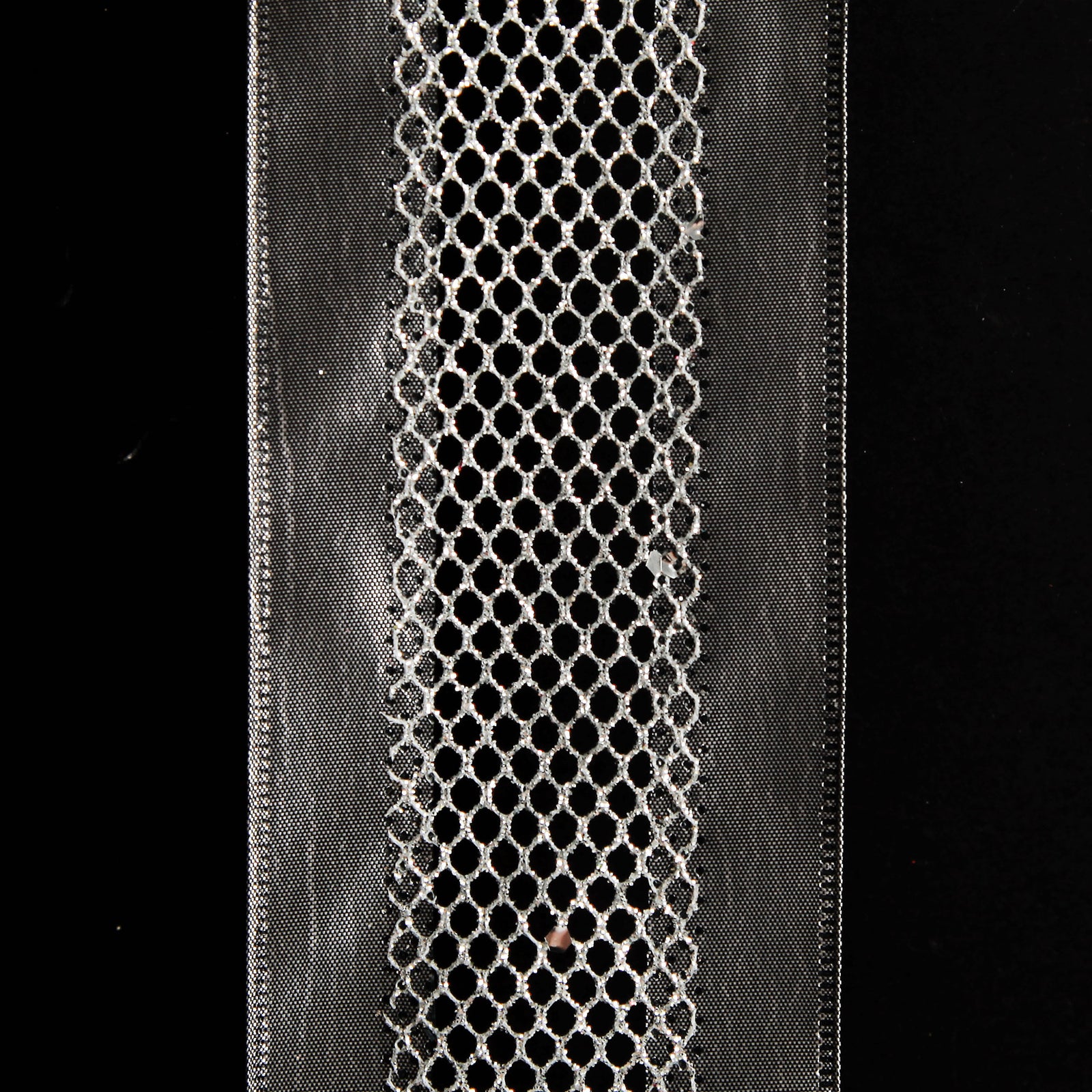 Gunmetal Grey Mesh with Satin Edge Wired Christmas Ribbon