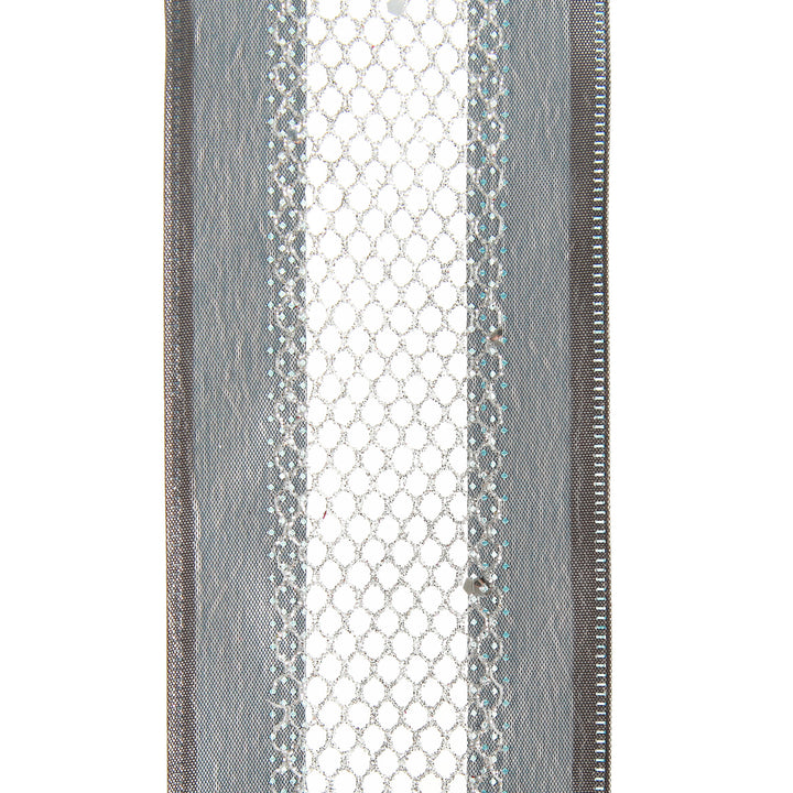 Gunmetal Grey Mesh with Satin Edge Wired Christmas Ribbon