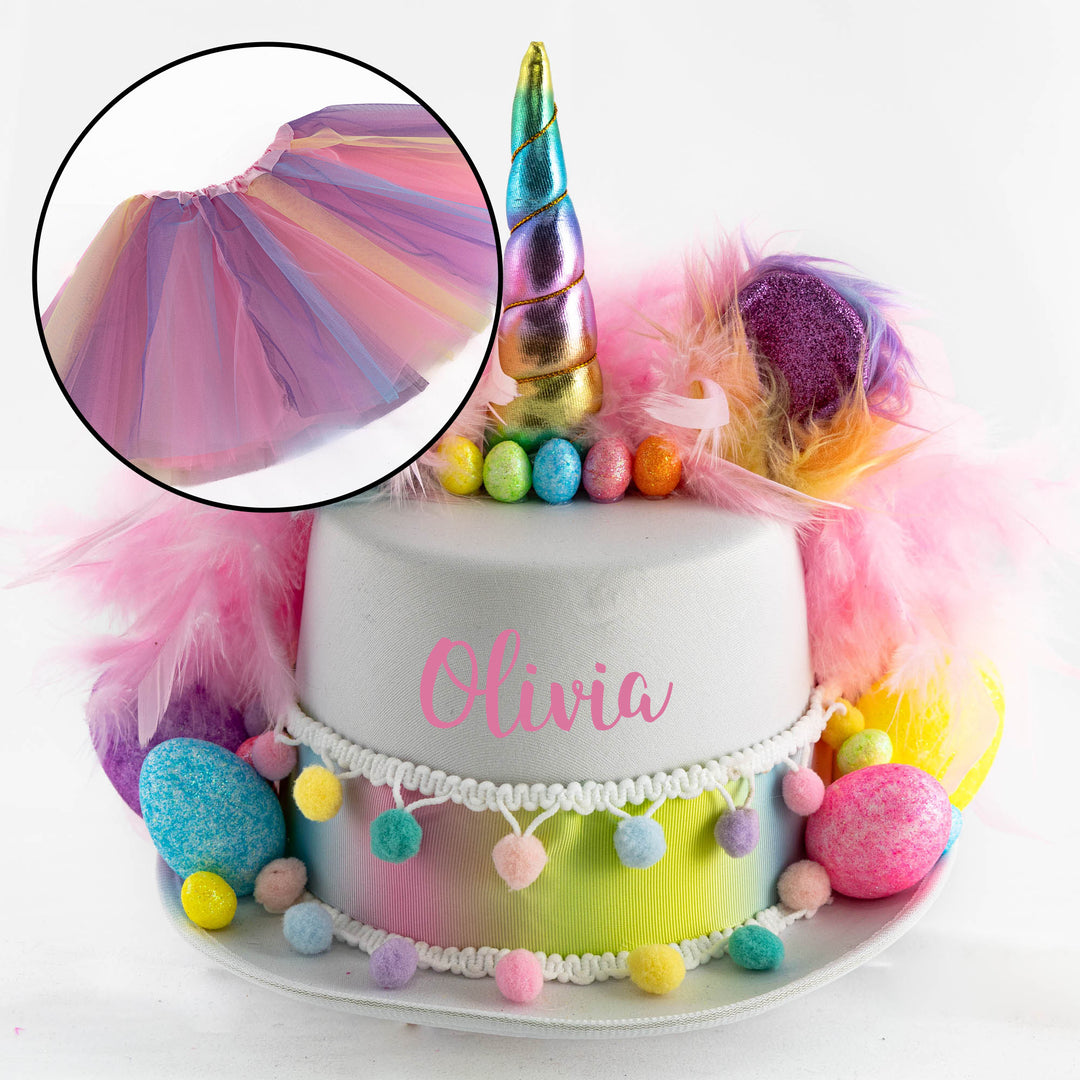Handmade Pastel Rainbow Unicorn Eatser Hat and Tutu Set