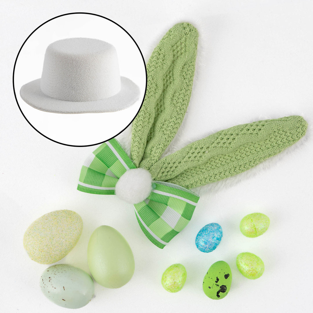DIY Small White and Green Bunny Ears Easter Hat Kit