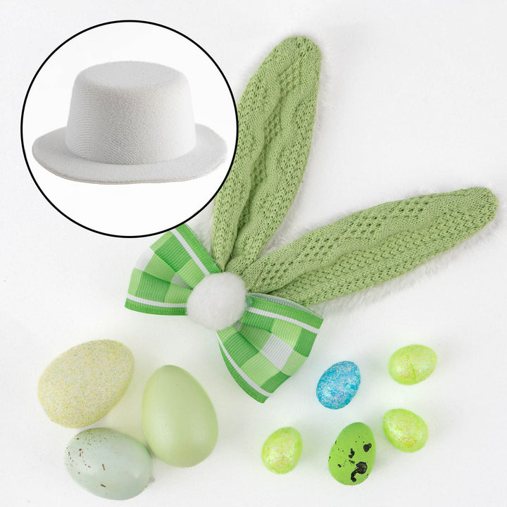 DIY Small White and Green Bunny Ears Easter Hat Kit