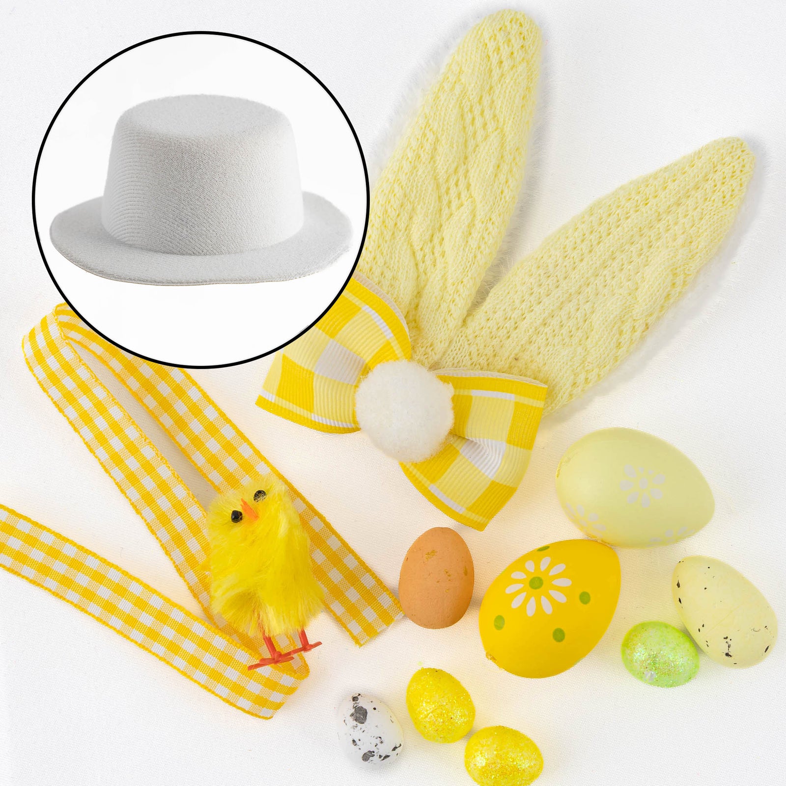DIY Small White and Yellow Bunny Ears Easter Hat Kit