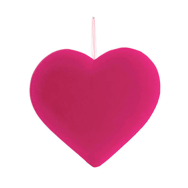 Hanging Love Heart - Hot Pink Flocked 30cm 