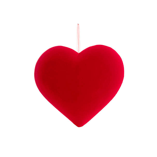 Hanging Love Heart- Red Flocked 23cm