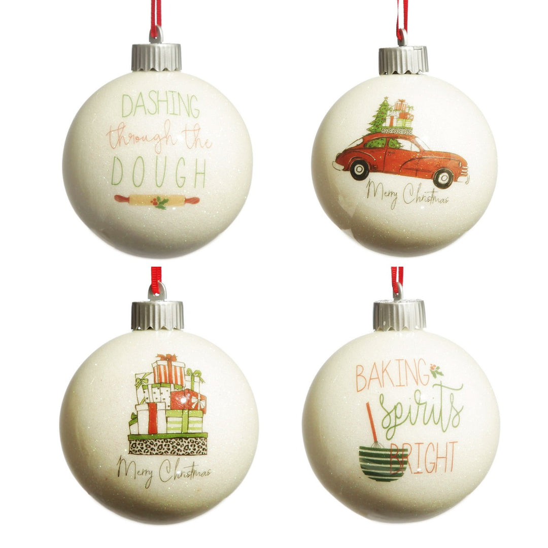 Happy Holiday Lightup Baubles - Set of 4
