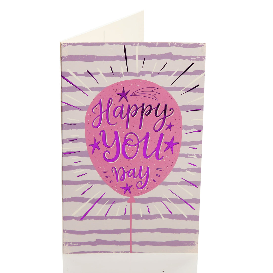 Happy You Day Birthday Card and Wrap Pink and Silver