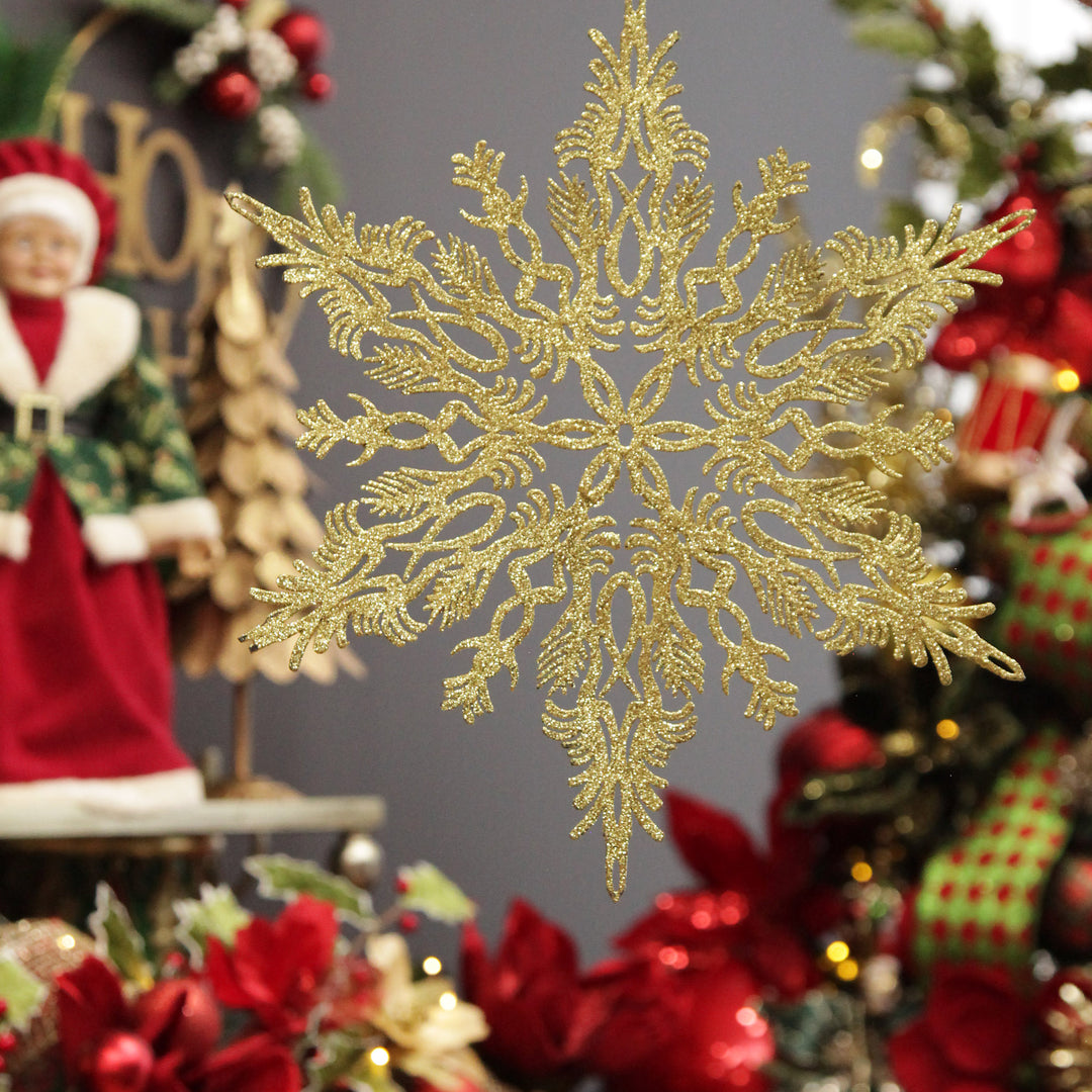Intricate Gold Hanging Snowflake Decoration