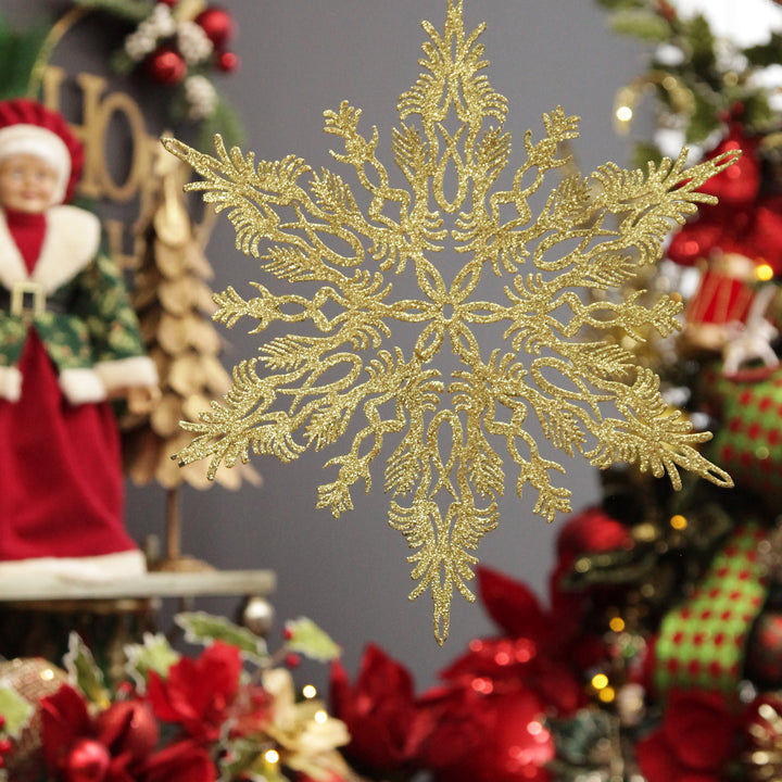 Intricate Gold Hanging Snowflake Decoration