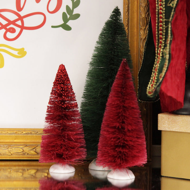 Mini Burgundy Bottle Brush Tree - Set of 2 - 14cm (H)