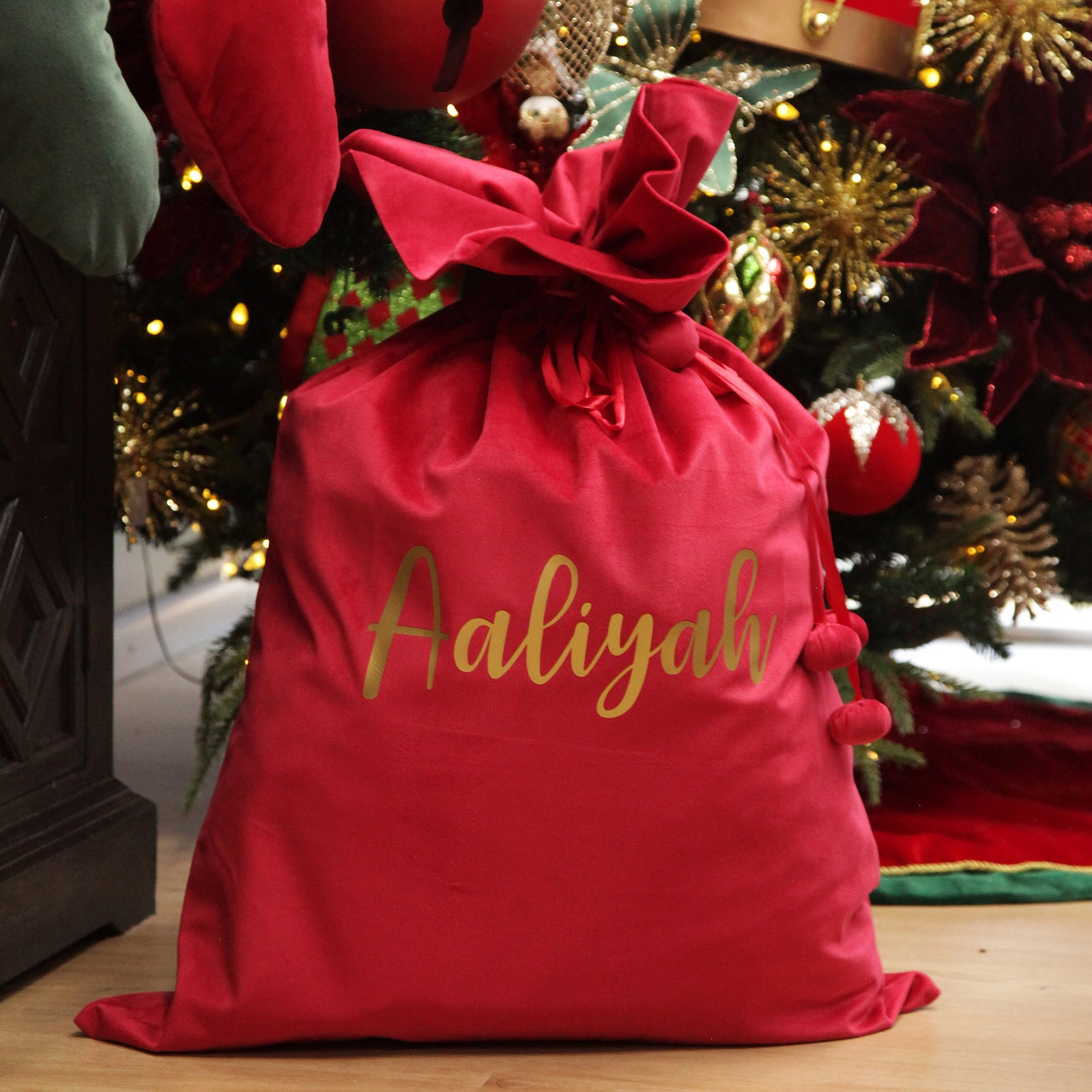 Personalised Dark Red Velvet Santa Sack