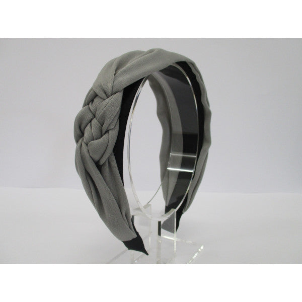 Headband - Matt Satin Plaited Side - Grey