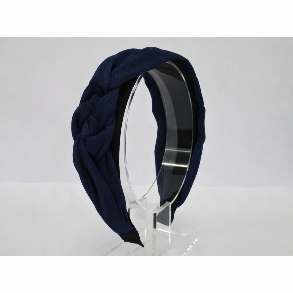 Headband - Matt Satin Plaited Side - Navy