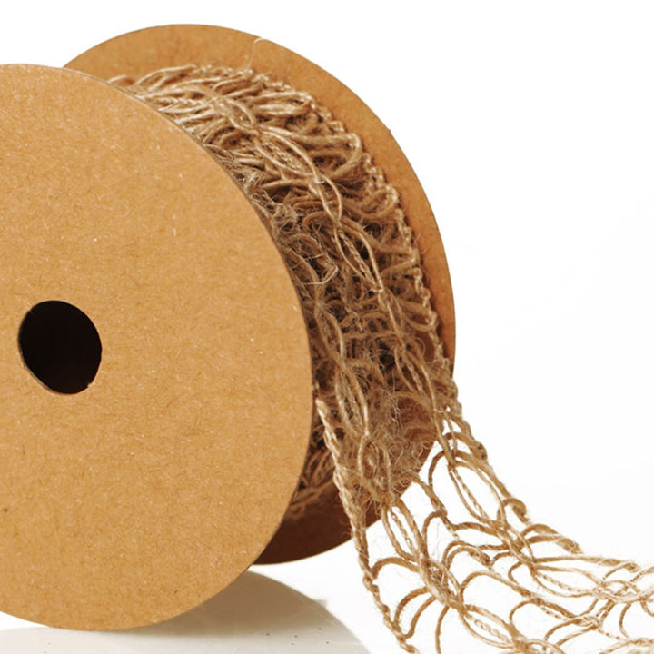 Natural Jute Loose Weave Ribbon - Design C Lace
