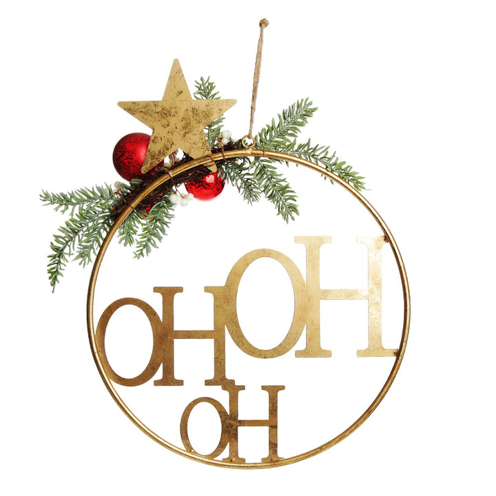 Ho Ho Ho Metal Hoop with Florals - Back