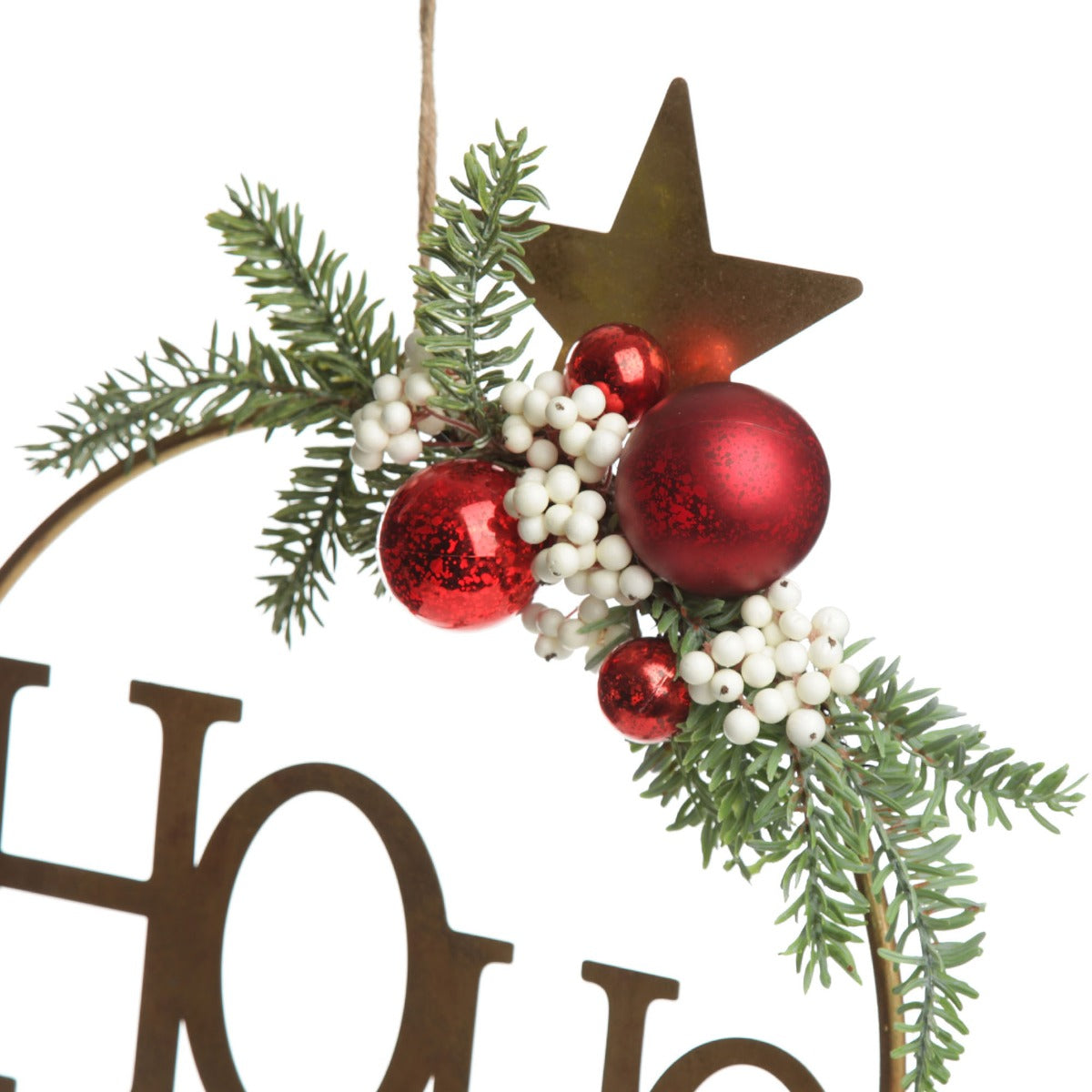 Ho Ho Ho Metal Hoop with Florals - Top detail