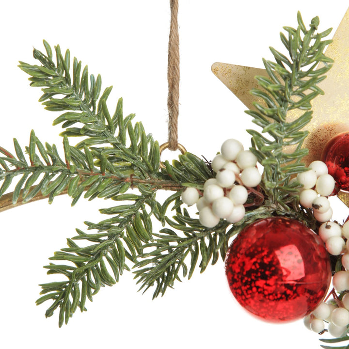 Ho Ho Ho Metal Hoop with Florals - Leaves detail