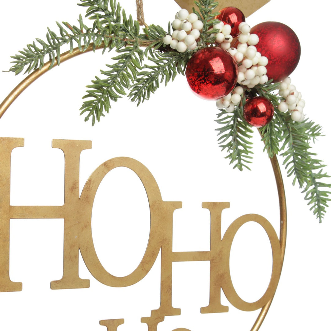 Ho Ho Ho Metal Hoop with Florals 