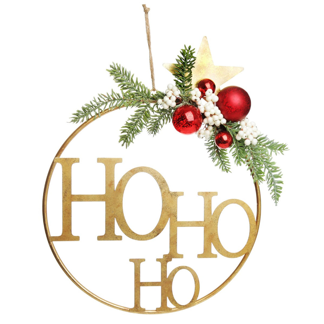 Ho Ho Ho Metal Hoop with Florals