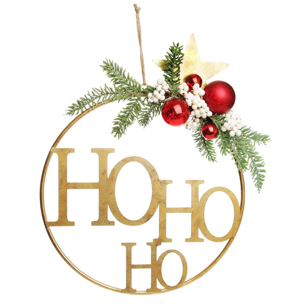 Ho Ho Ho Metal Hoop with Florals