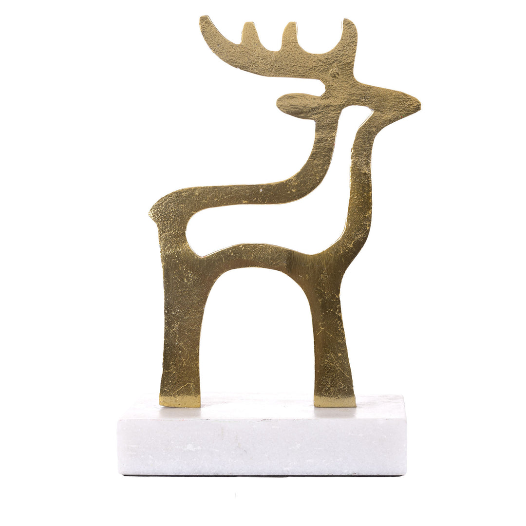 Hollow Raw Gold Reindeer Stocking Hanger with Quartz Base