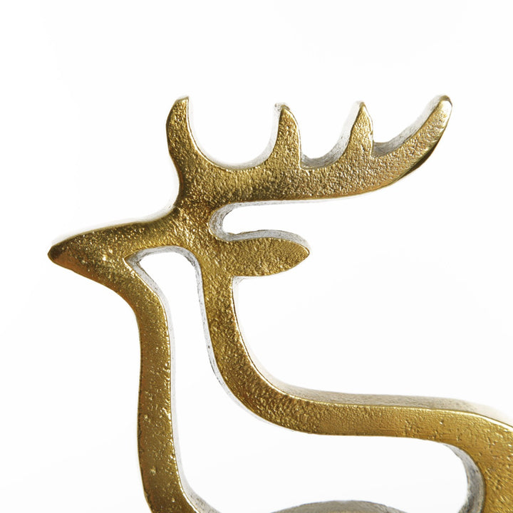 Hollow Raw Gold Reindeer Stocking Hanger with Quartz Base