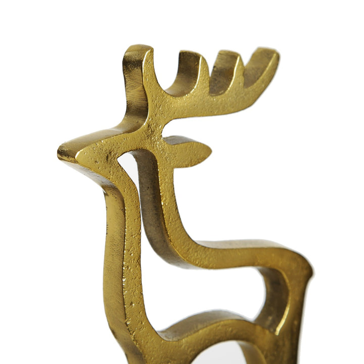 Hollow Raw Gold Reindeer Stocking Hanger with Quartz Base