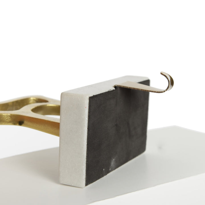 Hollow Raw Gold Reindeer Stocking Hanger with Quartz Base