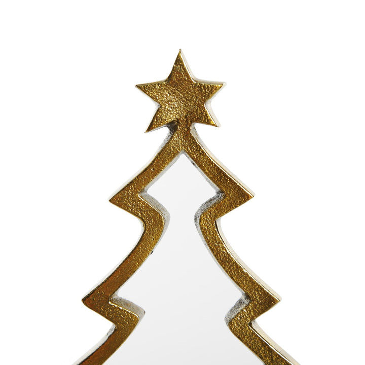 Hollow Raw Gold Reindeer Stocking Hanger with Quartz Base