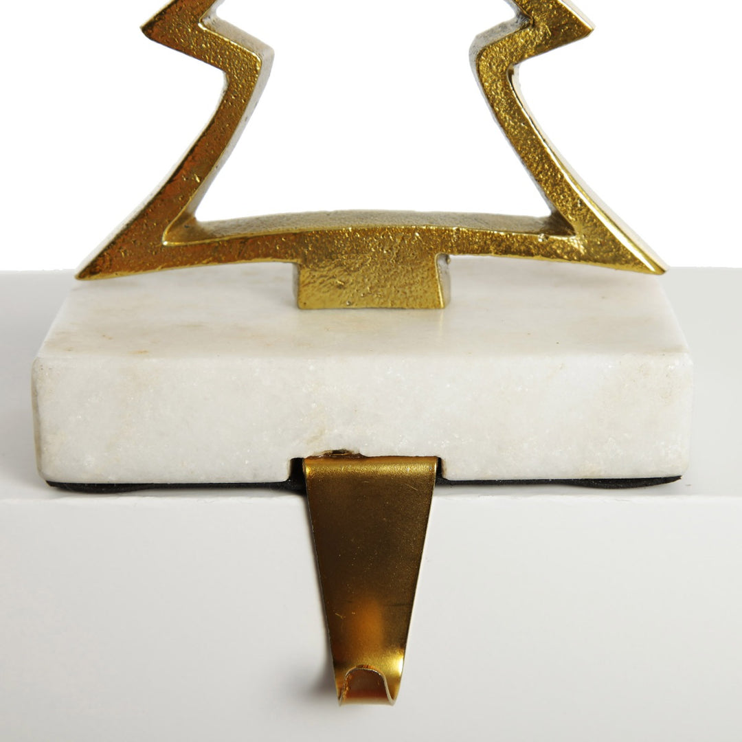 Hollow Raw Gold Reindeer Stocking Hanger with Quartz Base