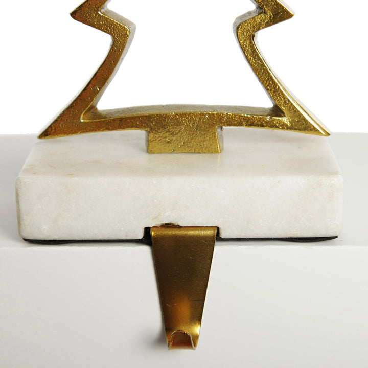Hollow Raw Gold Reindeer Stocking Hanger with Quartz Base