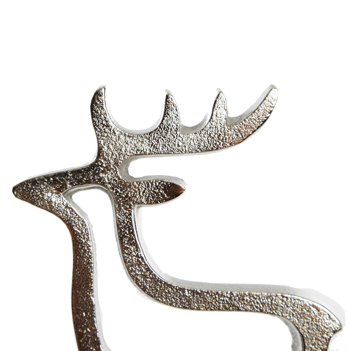 Hollow Raw Silver Reindeer Stocking Hanger with Quartz Base