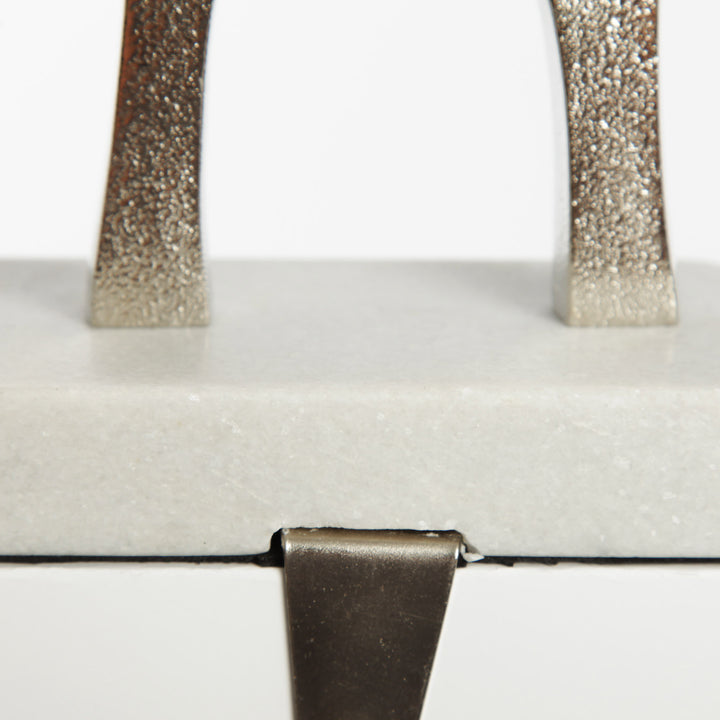 Hollow Raw Silver Reindeer Stocking Hanger with Quartz Base